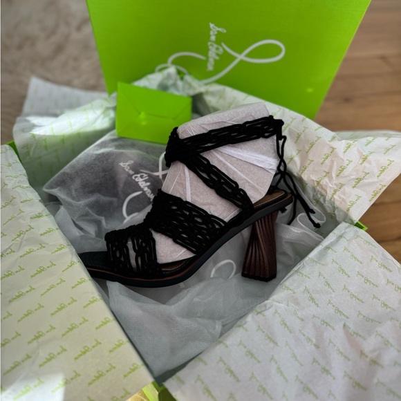 Sam Edelman Black and Brown Strappy Heels Harleigh macramé heels sandals NWT - Picture 4 of 5